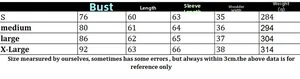Detailed size chart for women long sleeve turtlenecks covering S to XL measurements