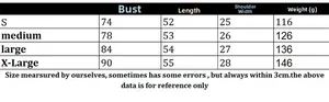 Size chart showing chest, length, and weight for women's two-piece crop top vest set