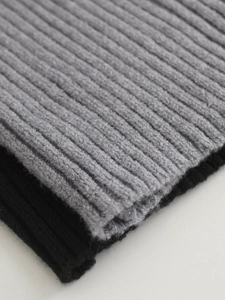 Two-piece ribbed knit sweater set for women in grey and black textured soft wool blend