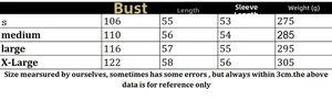 Size chart showing bust, length, sleeve, and weight for embroidered cardigan sweater