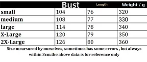 Size chart for women knit cardigan showing bust and length measurements from S to 2XL