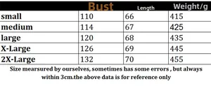 Detailed size chart for women's long sleeve knit cardigan showing chest and length measurements