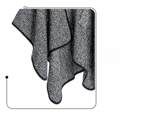 Detail of neatly sewn black edge on grey wool blend knitted shawl for women