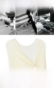 Close-up of cream knit shawl showing fine ribbed texture and exquisite craft details