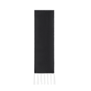 Classic dark grey double-sided wool scarf with stylish white fringe and contrast stitching