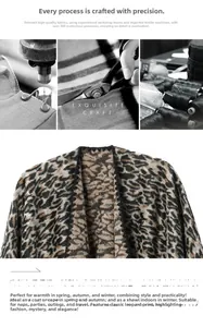 Detail of leopard print shawl featuring elegant shell stitch edging for fall and winter
