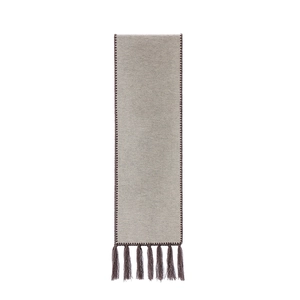 Elegant solid color coffee scarf with fringe and double-sided velvet texture for women