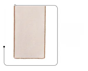 Detailed view of beige scarf featuring premium brown stitching and double-sided wool texture