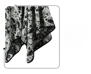 Detail of the high-quality black and white ink wash pattern with neat edge stitching