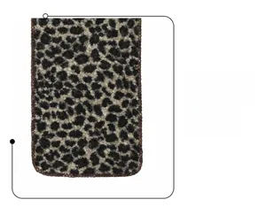 Detailed close-up of brown leopard print scarf edge showing fine stitching craftsmanship
