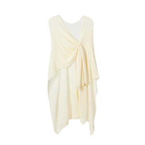 Premium cream white knitted shawl cardigan with front tie knot for summer layering