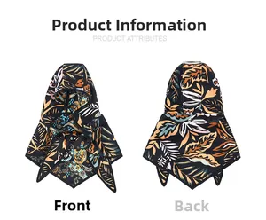Front and back views of a French paisley balaclava scarf with tropical leaf patterns