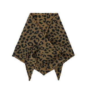 Classico scialle a triangolo con stampa leopardata kaki e marrone per donna in autunno