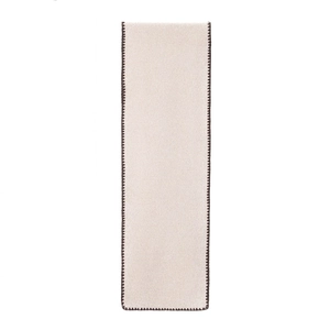 Solid cream double-sided winter scarf with premium dark brown stitching for men and women