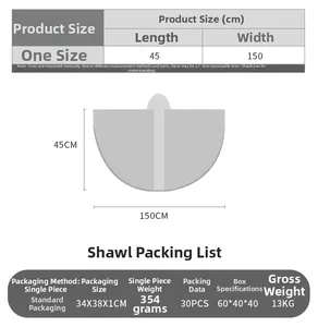 Size chart showing 150cm x 45cm dimensions for the hooded balaclava scarf poncho