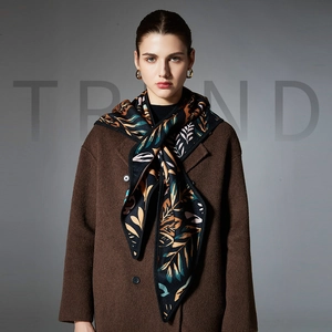 Women Vintage Paisley Leaf Jacquard Triangular Scarf Shawl Warm Viscose Polyester Blend Large Wrap For Winter Autumn