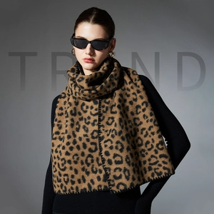 Women Leopard Print Winter Scarf Thick Warm Pashmina Wrap Fashionable Shawl With Premium Stitched Edge Coffee Brown