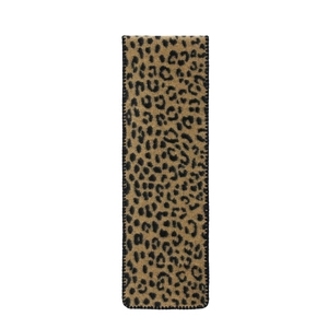 Women's leopard print scarf with whipstitched edges in brown and black autumn style