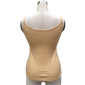 Detailed back view of a beige slim fit camisole with thin straps and deep U-neck cut