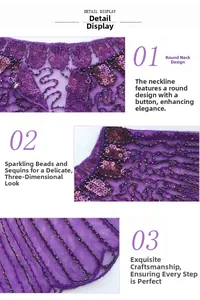 Macro view of purple sequin detailing and beadwork on a vintage cropped capelet