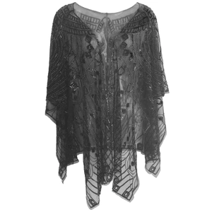 Châle à Paillettes Vintage Style Gatsby pour Femmes Cape en Maille Perlée Cache-coeur de Soirée Mariée Mariage Art Déco Boléro