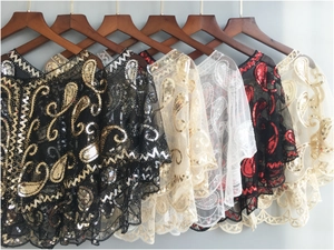 Retro 1920s sequin shawl wrap in multiple colors for formal evening party dresses
