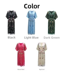 Detailed grid view showing various color options for 1920s vintage sequin embroidery dress