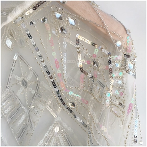Girl's white tulle capelet with shiny sequins and rhinestones for princess dress