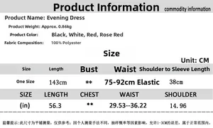 Size chart for 1920s sequin dress with detailed length and waist specifications