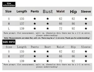 Detailed size chart for irregular lace maxi dress showing length and waist measurements