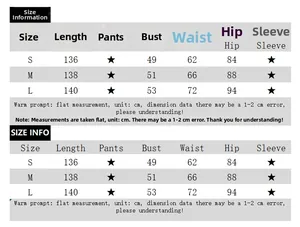 Detailed size chart for strapless lace maxi dress showing S, M, L dimensions in cm