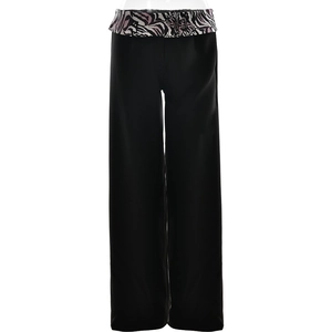 Pantalon large noir pour femme avec taille haute à empiècement imprimé zèbre tendance