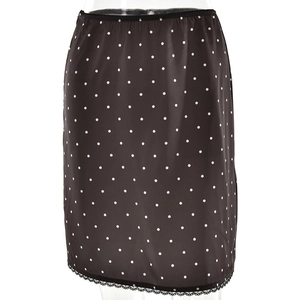 Eleganter schwarzer Polka-Dot-Rock mit hoher Taille und feinem Spitzenbesatz am Saum