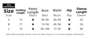 Detailed size chart for sexy zip-up waist-shaping wide-leg jumpsuit with S, M, L measurements