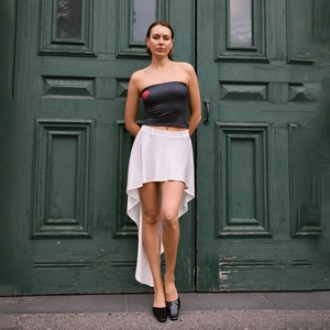 Gonna Lunga in Raso Irregolare Tinta Unita Orlo Alto-Basso Vita Alta Sexy Streetwear Gonna per Donna Festa Vestito da Sera