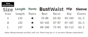 Detailed size chart for the elegant long-sleeve slim fit dress with split hem details