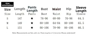 Detailed size chart for sexy deep V-neck long sleeve jumpsuit with S, M, and L measurements