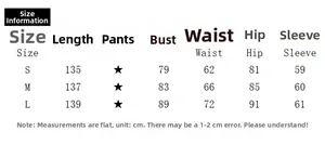 Detailed size chart for long sleeve slim fit dress showing length, bust, waist and hip in cm