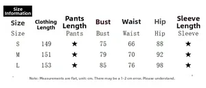 Size guide table for women's elegant solid color maxi dress including S, M, and L dimensions