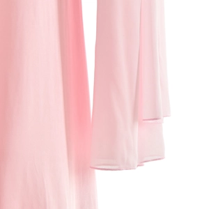 Detailed view of elegant light pink flare sleeves crafted from premium chiffon fabric