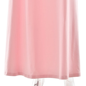 Detailed close-up of pink dress hem featuring professional double-stitch sewing craft