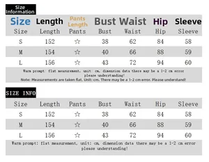 Size chart for low cut long sleeve fishtail dress including bust and waist measurements