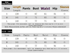 Size chart for halter jumpsuit showing length, bust, waist, and hip measurements in cm