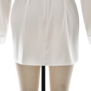 Detailed view of the white lace trim cuffs and woven fabric on this sexy loungewear