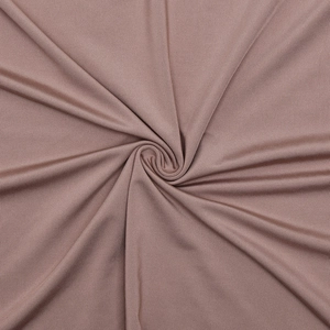 Detailed view of the fine ribbed knit fabric showing stretch and taupe color texture