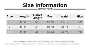 Guida alle taglie dettagliata per completo due pezzi donna con misure S, M, L in cm