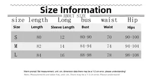 Detailed size chart for slim fit short sleeve bodysuit with precise measurements in cm