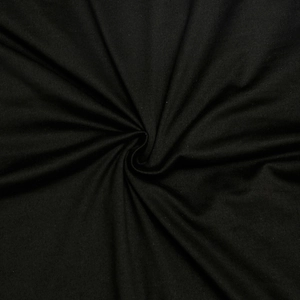 Close-up of black textile fabric texture and weave detail for off-shoulder slit dress
