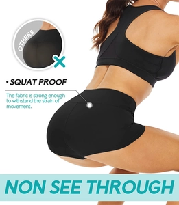 Squat proof and non see through black high waisted athletic yoga shorts for women