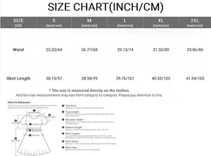 Size chart for women casual high waist slit skirt with waist and length measurements